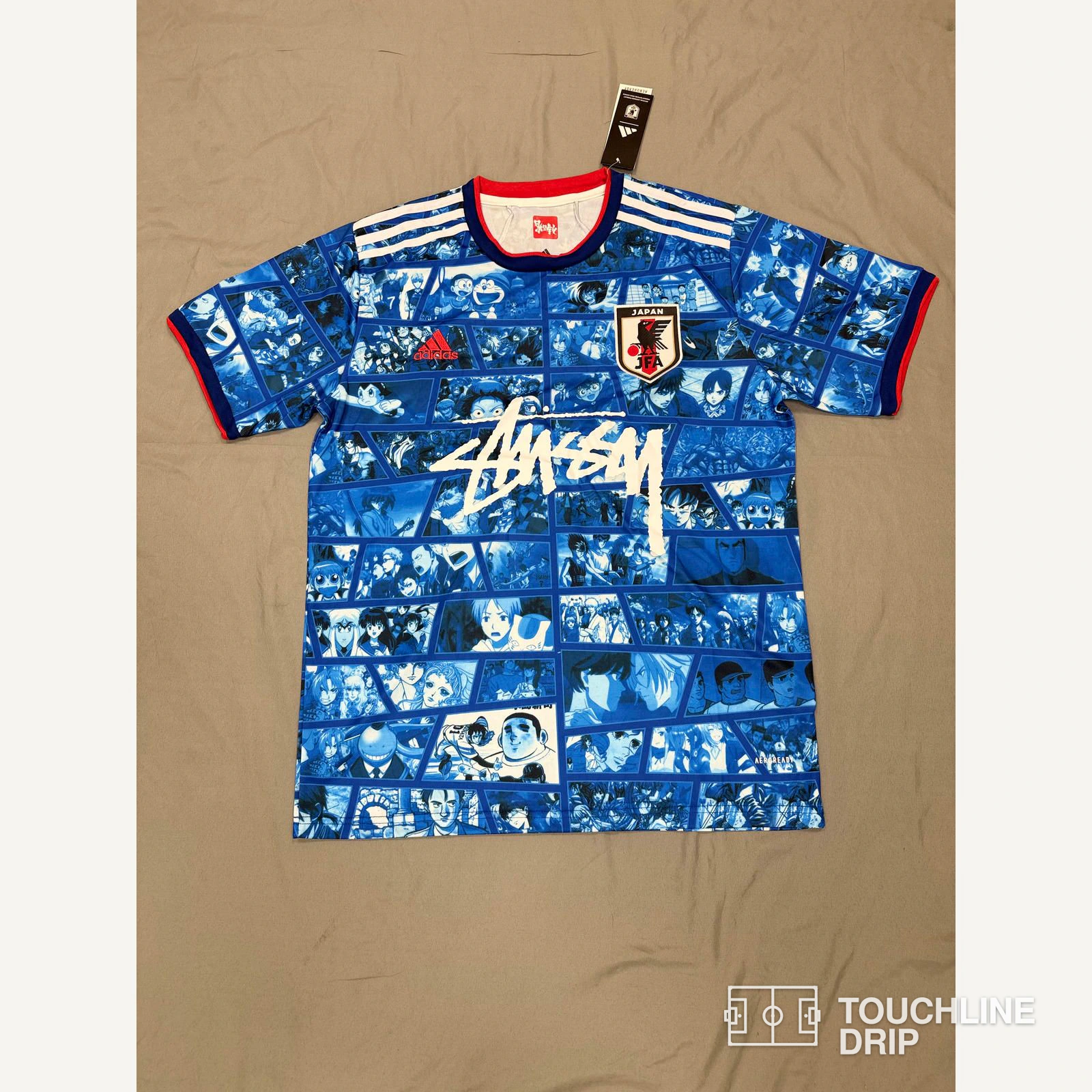 Front product image of Adidas x Stussy Japan Anime Fusion Blue Concept Jersey