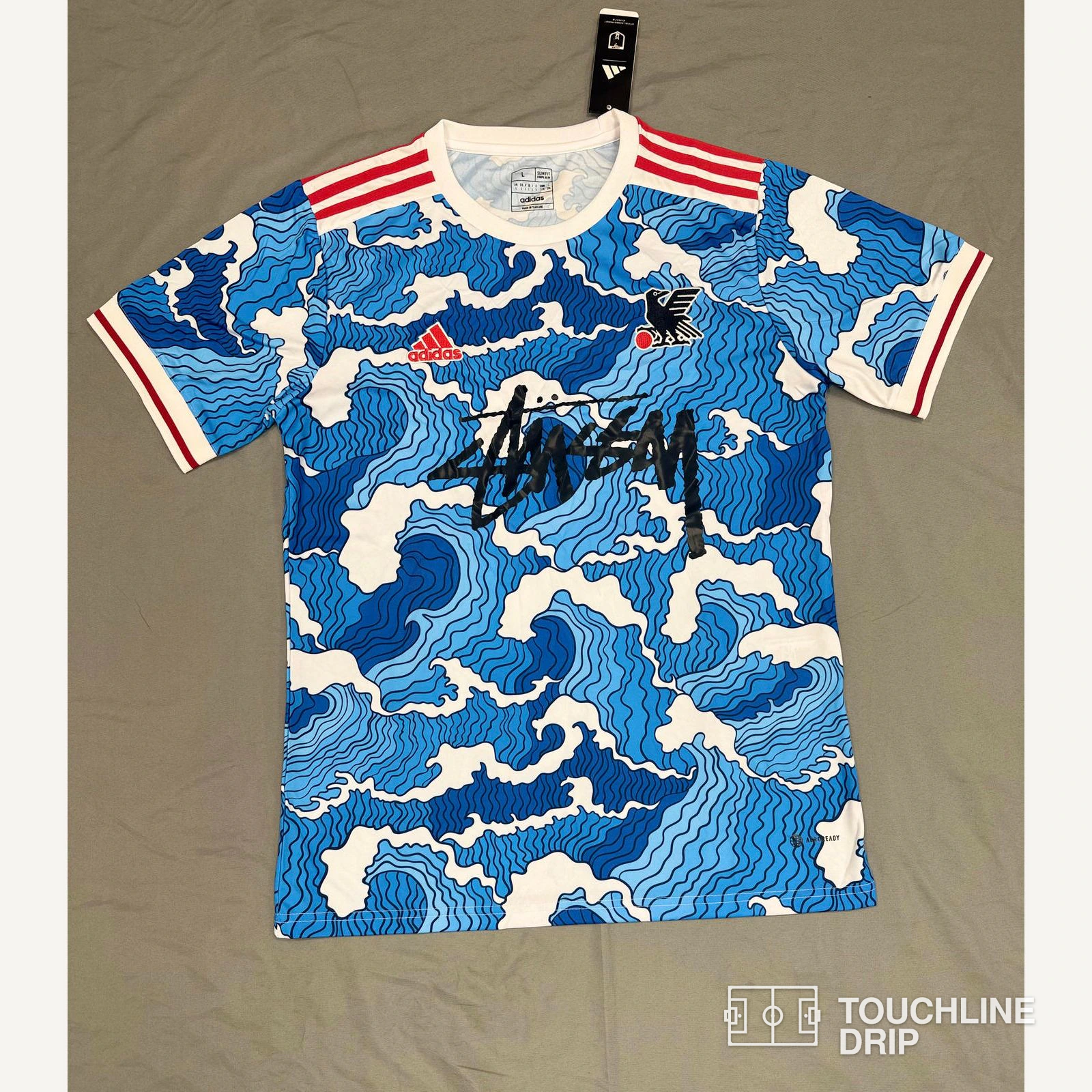 Front product image of Adidas x Stussy Japan Ocean Flow Concept Jersey - Blue Surge Edition