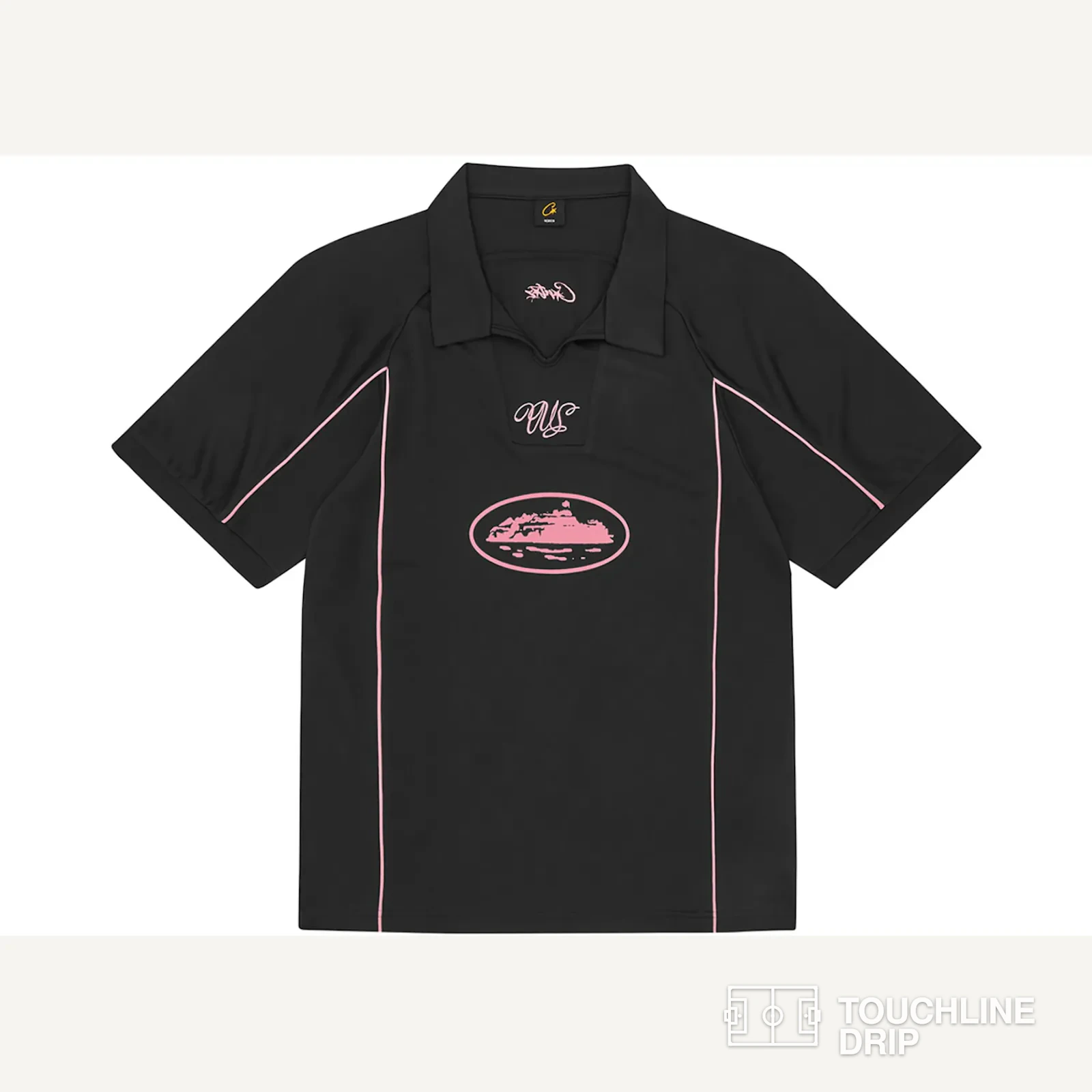 Front product image of Corteiz Black and Pink Talismo Jersey