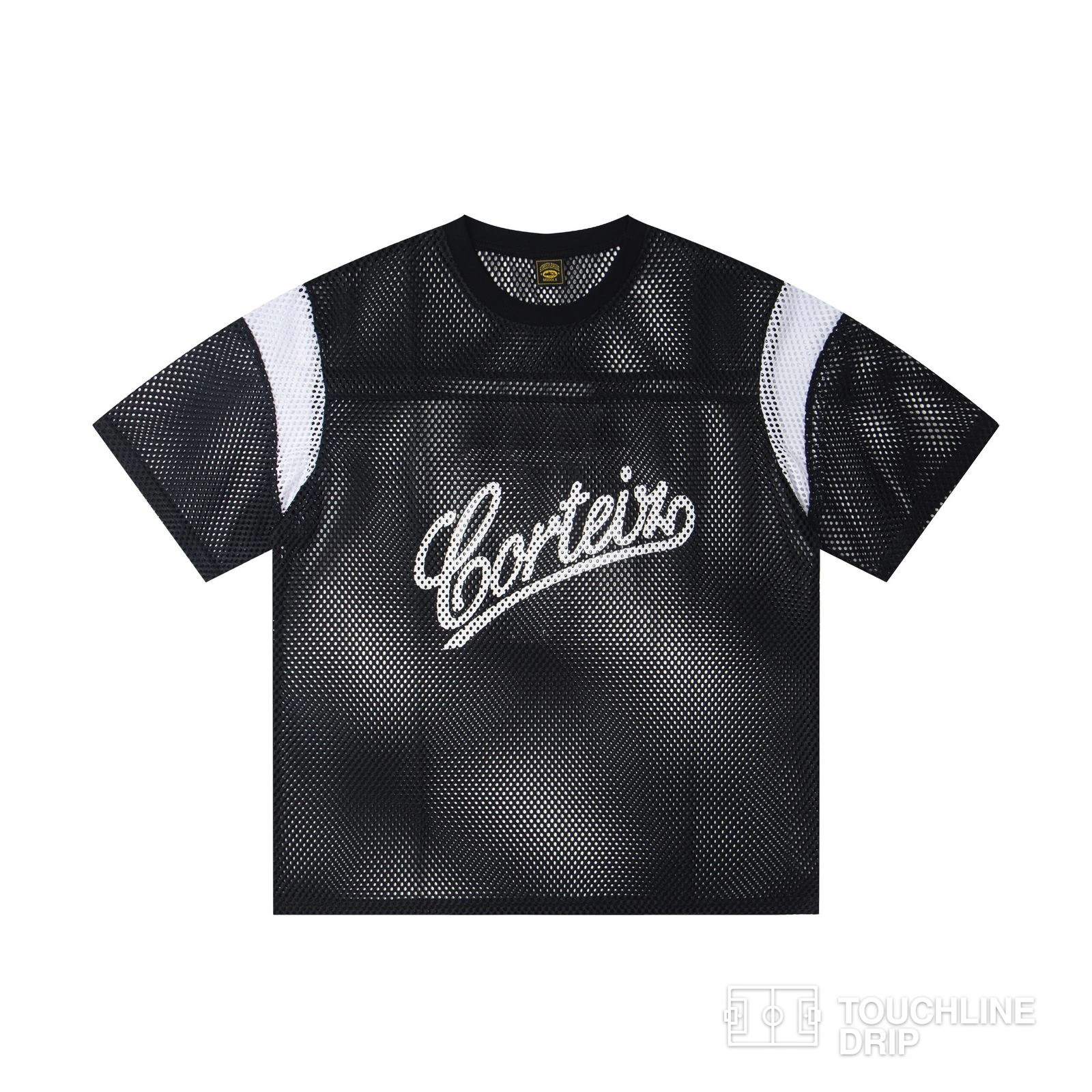 Front product image of Corteiz Open Mesh Panel Jersey Black/white