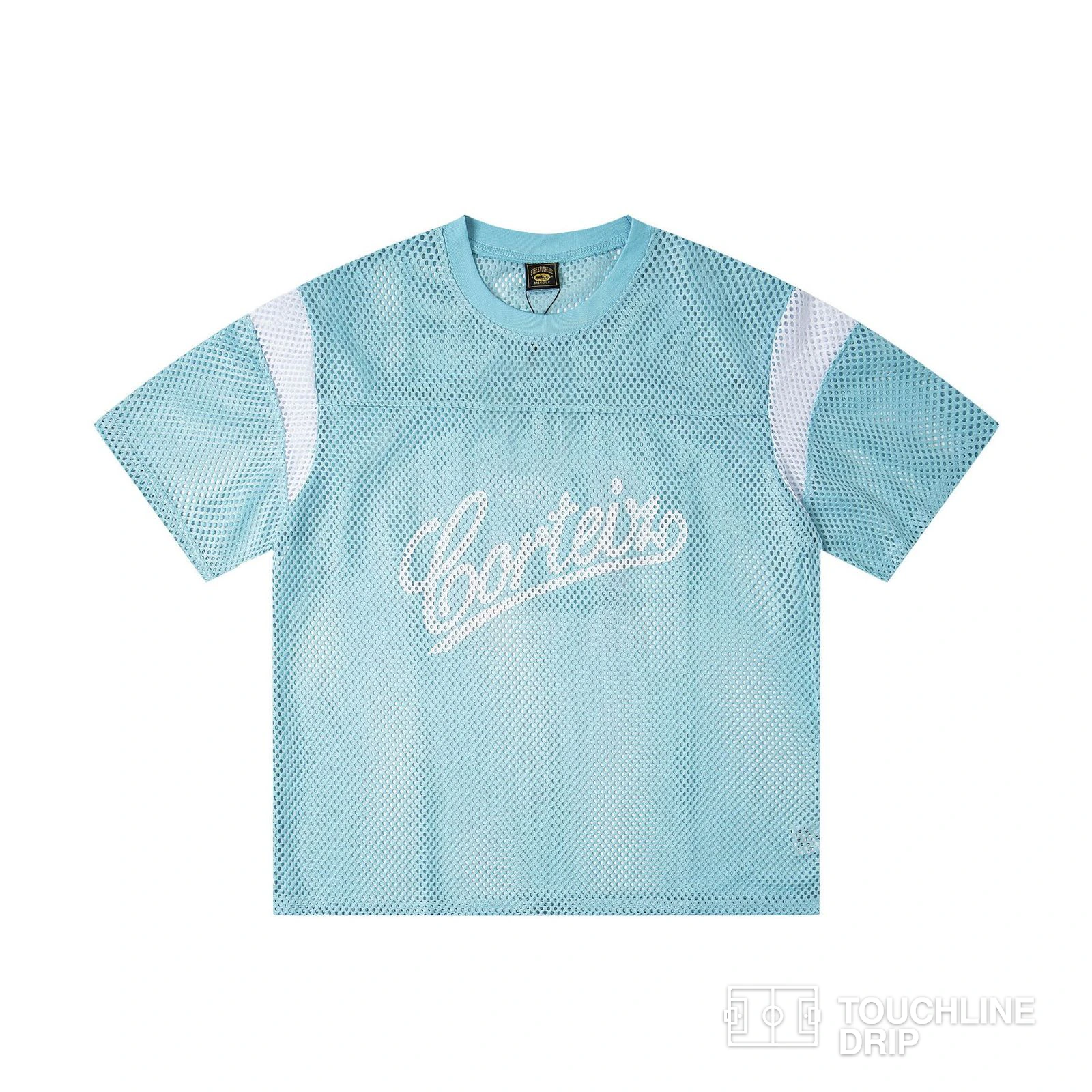 Front product image of Corteiz Open Mesh Panel Jersey 'baby Blue White' Medium