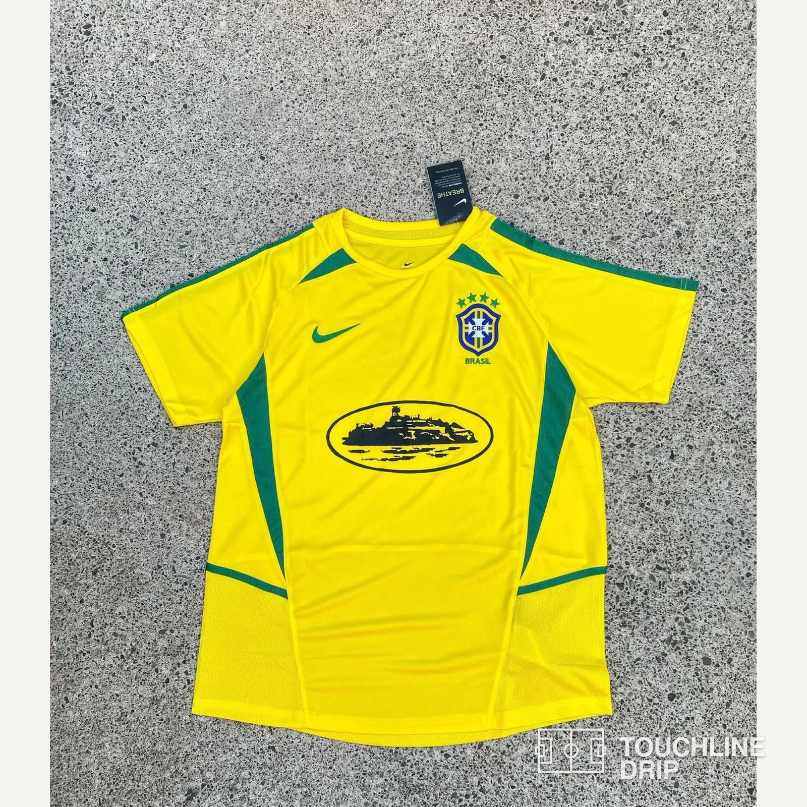 Front product image of Corteiz x Brazil Yellow 2002 Inspired Special Edition Jersey
