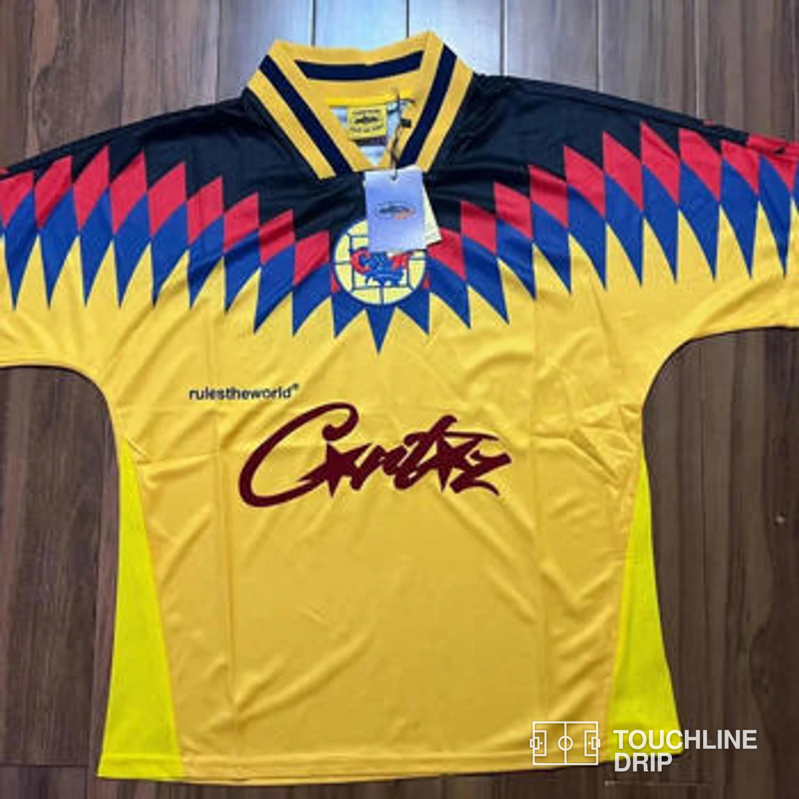 Front product image of Corteiz Club America Yellow Jersey BNWT Size Small