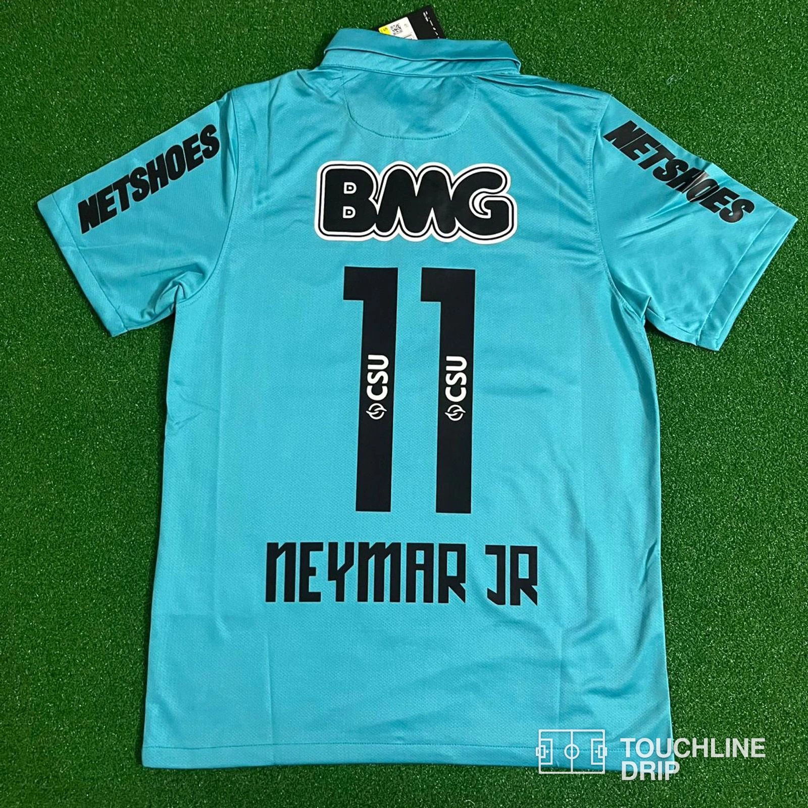 Front product image of Neymar JR Santos FC 2011 2012 Retro Blue Green Turquoise Jersey