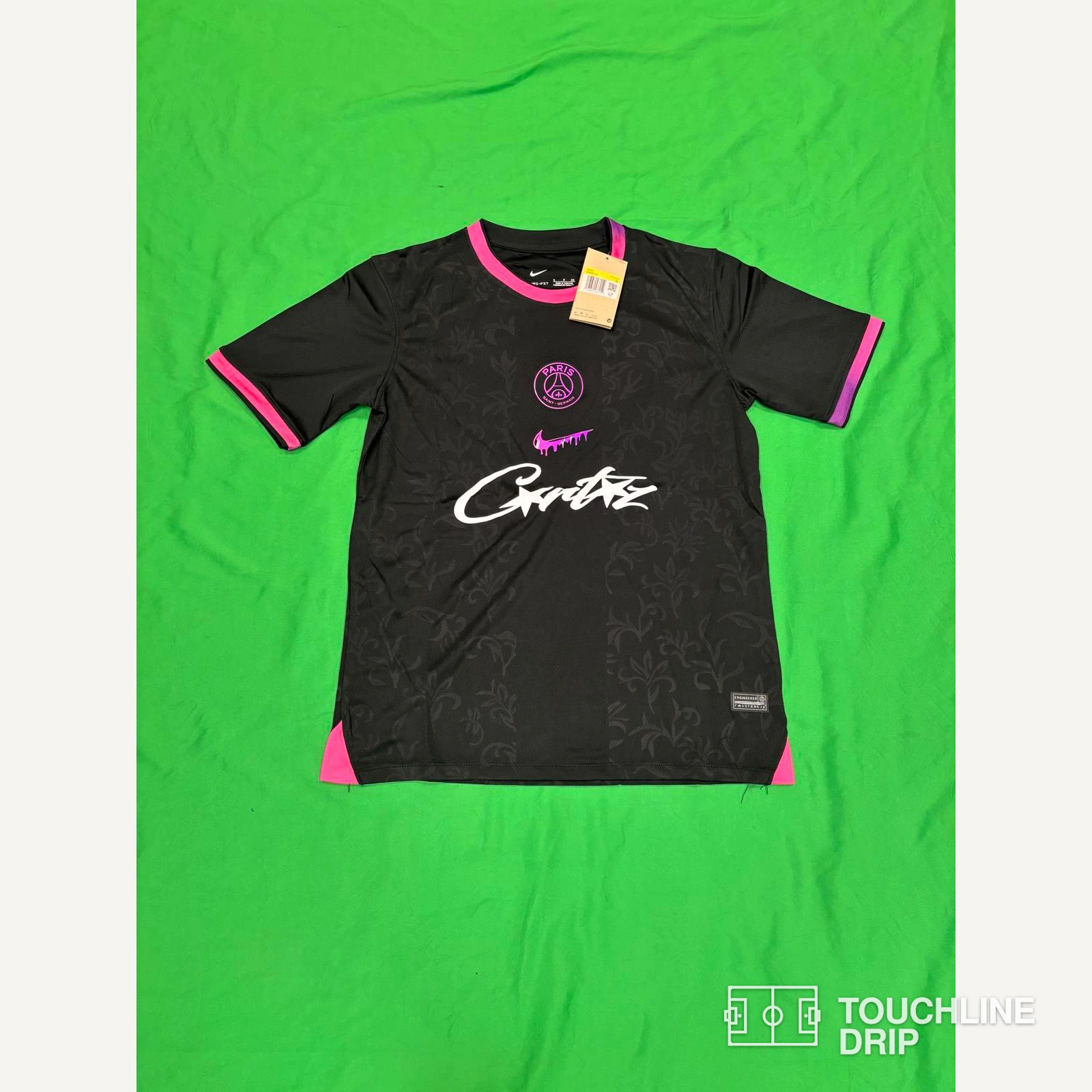 Front product image of Nike x Corteiz PSG GTO Black and Pink Concept Jersey