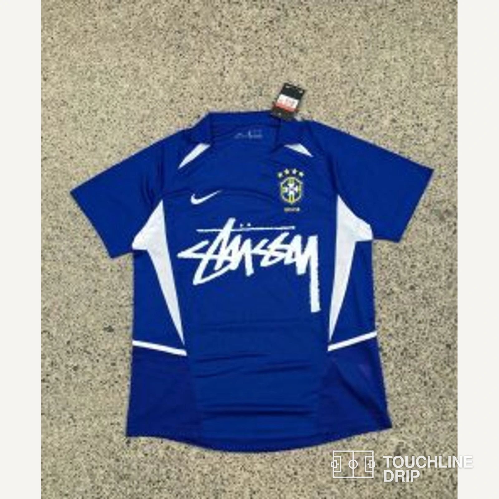 Front product image of Nike x Stussy x Brazil Blue 2002 Inspired Special Edition Jersey