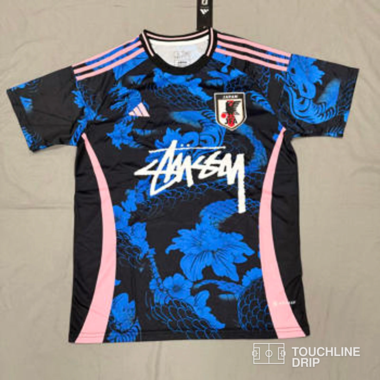 Front product image of Stussy x Japan Mystic Blue-pink Dragon Jersey - Size