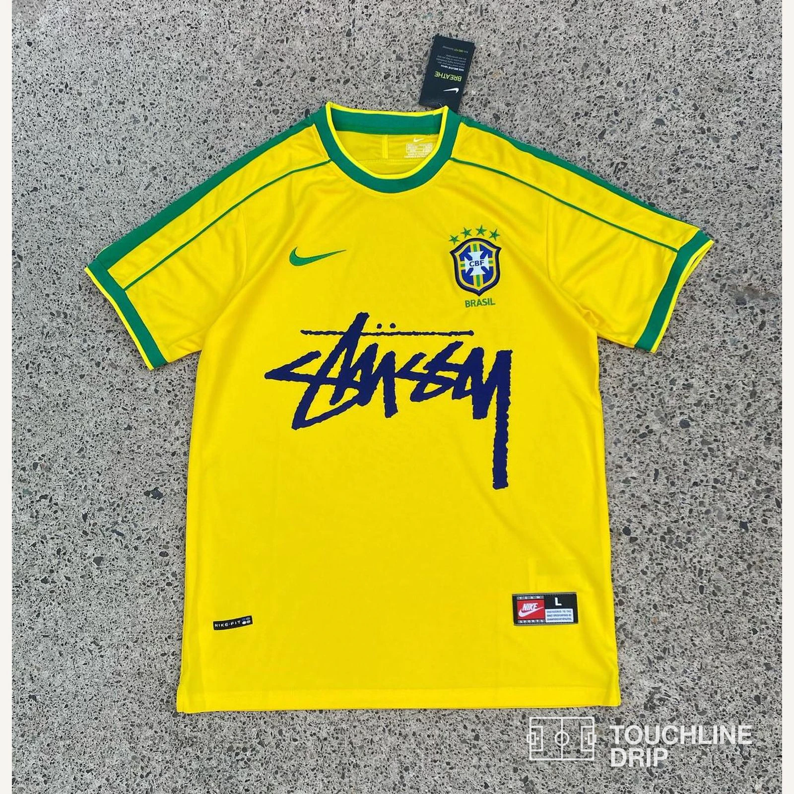 Front product image of Nike x Stussy Brazil Yellow 1998 Inspired Special Edition Concept Jersey