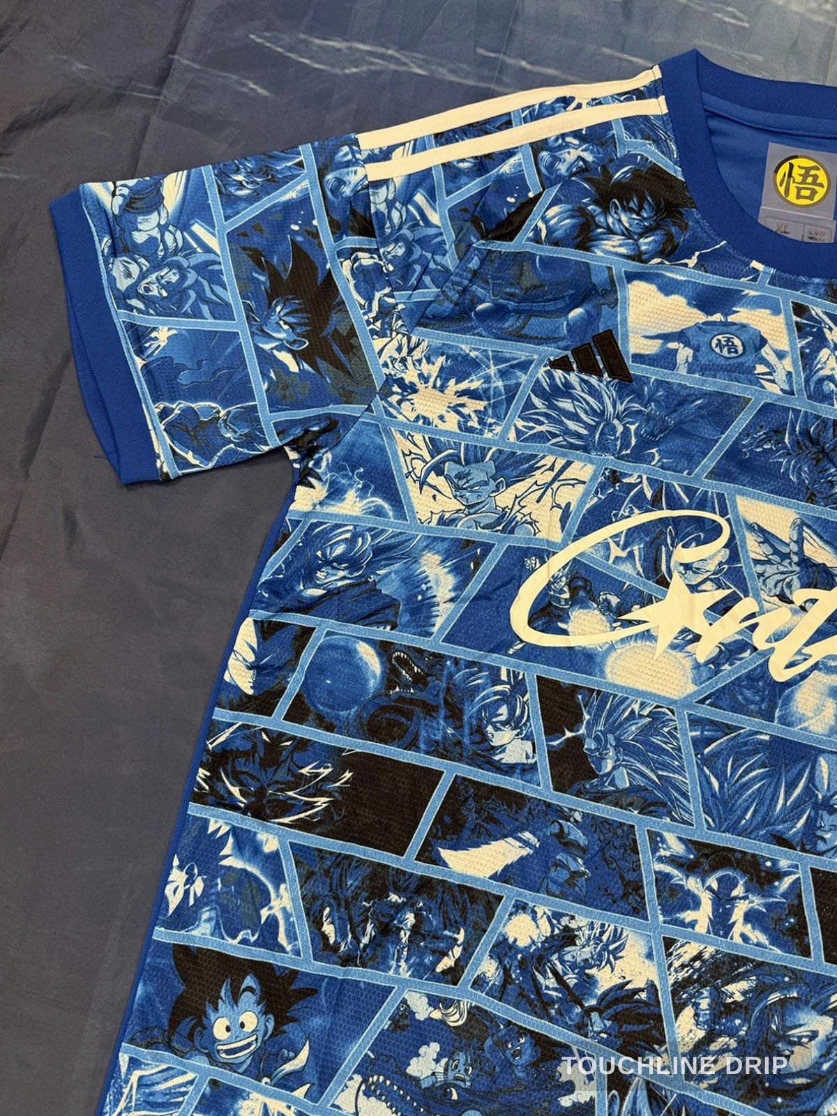 patch closeup product image of Adidas x Corteiz Japan Anime Fusion Light Blue Concept Jersey