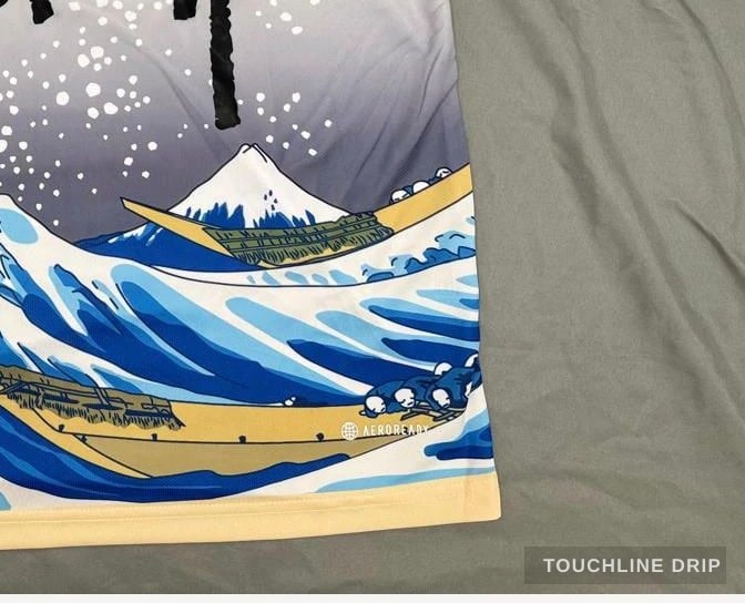 patch closeup detail image of Adidas x Stussy Japan Ocean Wave Concept Jersey