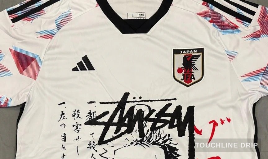 logo closeup detail image of Adidas x Stussy Japan Zoro's Blade Concept Jersey