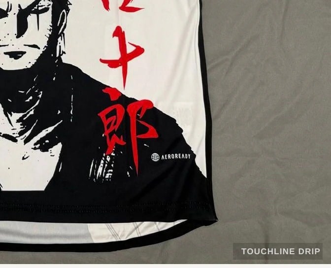 patch closeup detail image of Adidas x Stussy Japan Zoro's Blade Concept Jersey