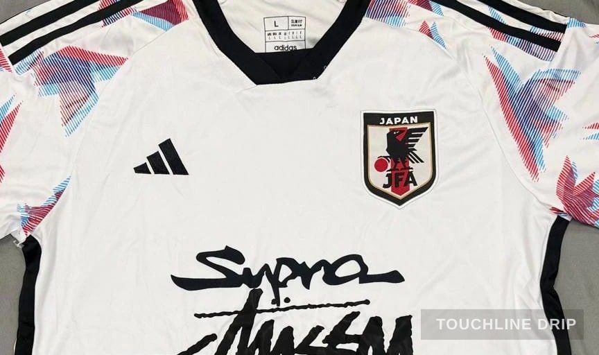 logo closeup detail image of Adidas x Stussy Japan Supra Drift Concept Jersey