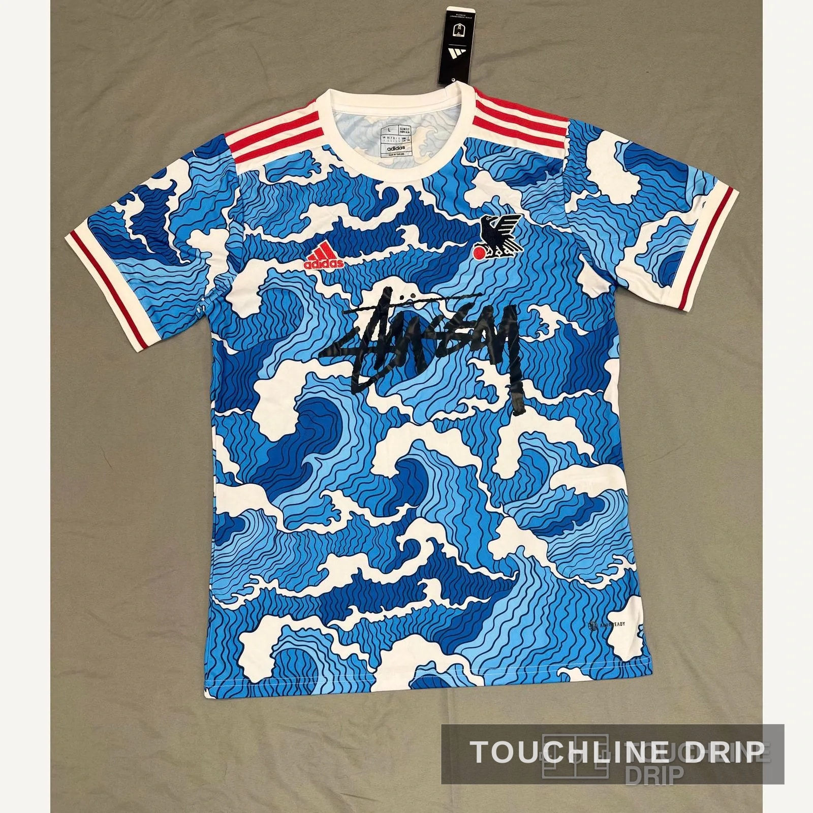 Front product image of Adidas x Stussy Japan Ocean Flow Concept Jersey - Blue Surge Edition