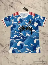 Front product image of Adidas x Stussy Japan Ocean Flow Concept Jersey - Blue Surge Edition