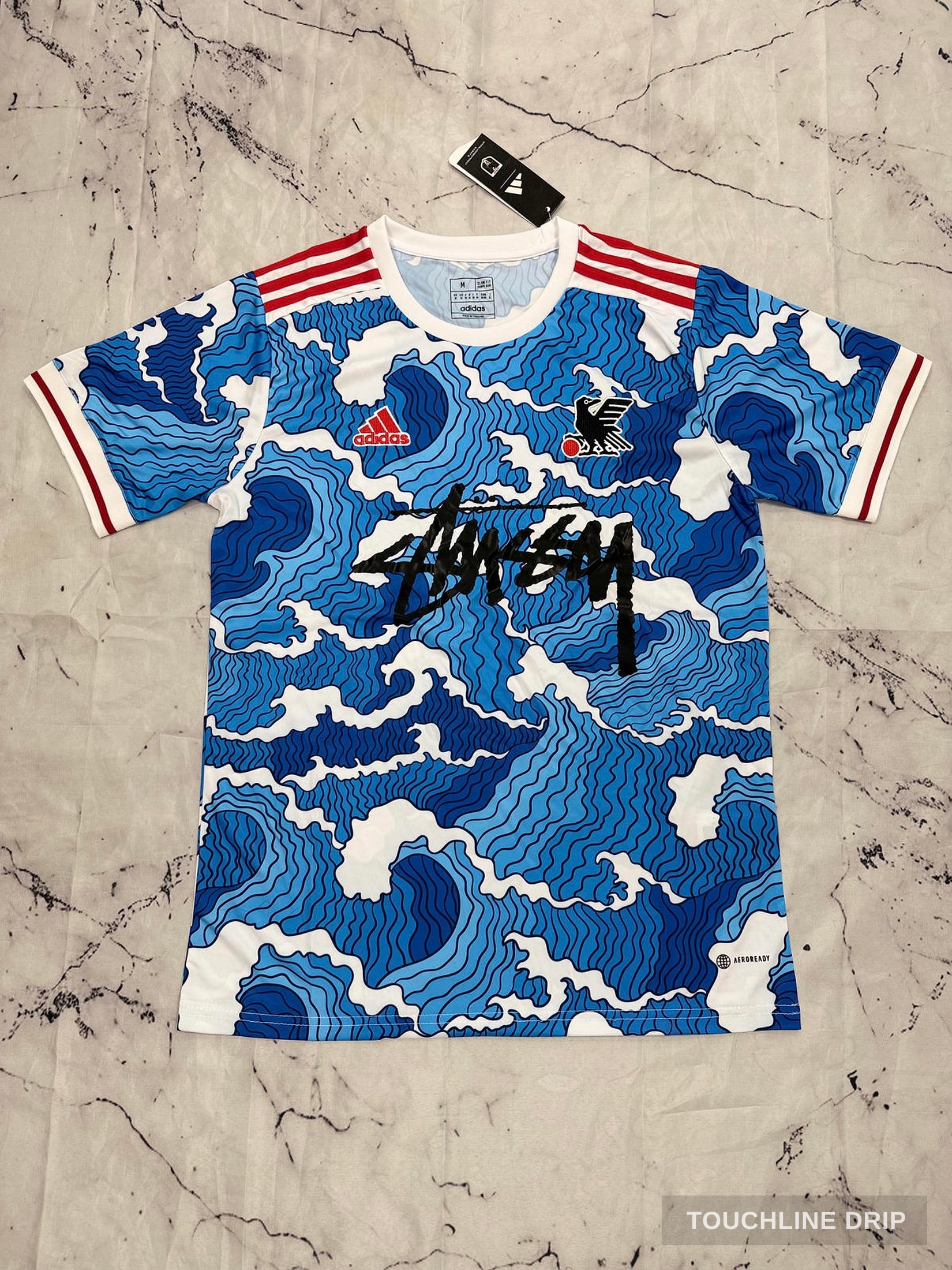 Front product image of Adidas x Stussy Japan Ocean Flow Concept Jersey - Blue Surge Edition