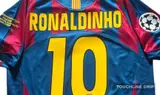 logo closeup detail image of Barcelona 05/06 UCL Final Ronaldinho #10 Home Jersey
