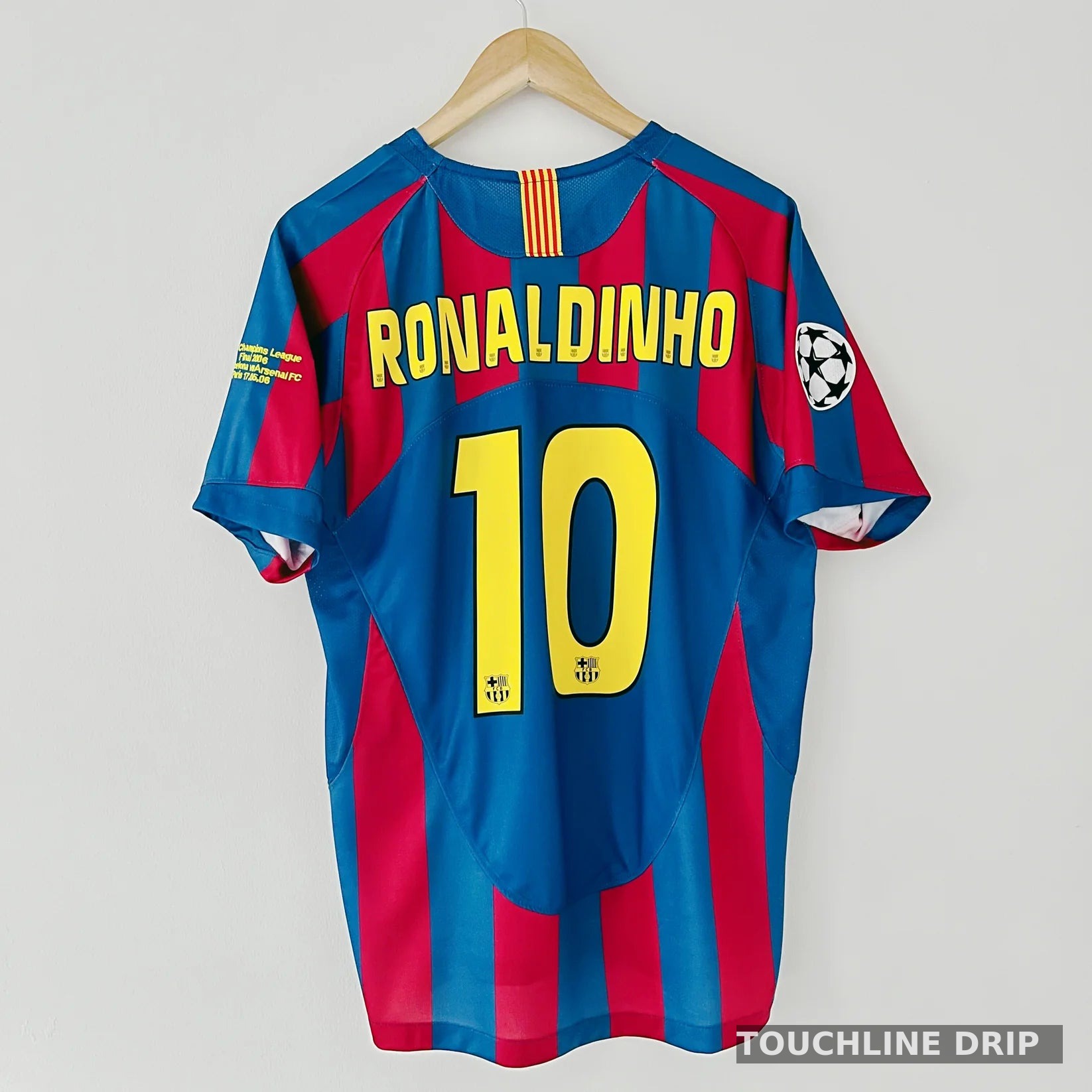 stock back product image of Barcelona 05/06 UCL Final Ronaldinho #10 Home Jersey