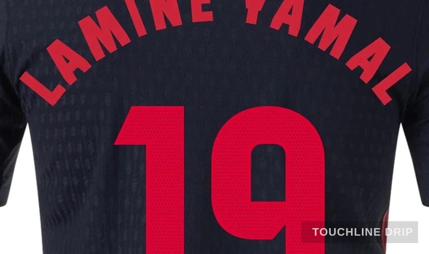 logo closeup detail image of Barcelona 24/25 Lamine Yamal Away Shirt