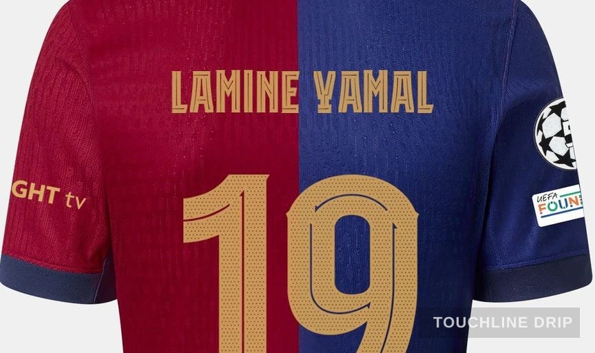 logo closeup detail image of Barcelona 24/25 Lamine Yamal Home Shirt