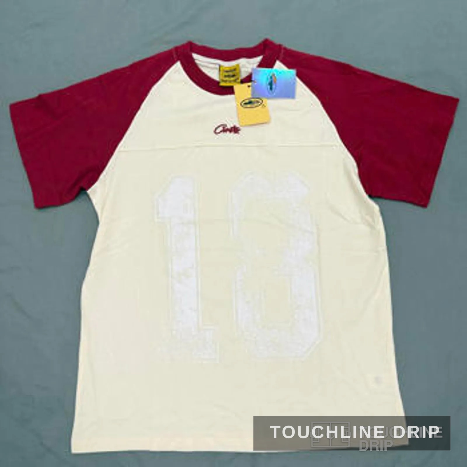 Front product image of Corteiz HMP Vintage Jersey Cream/red