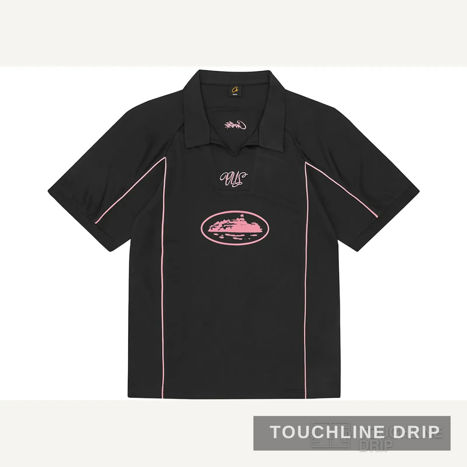 Front product image of Corteiz Black and Pink Talismo Jersey