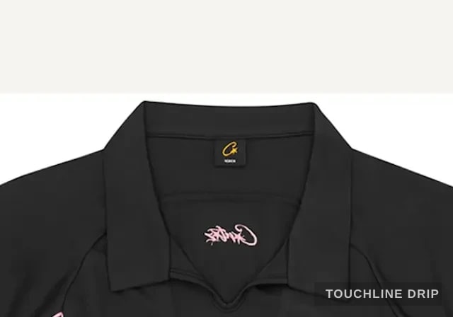 collar detail image of Corteiz Black and Pink Talismo Jersey