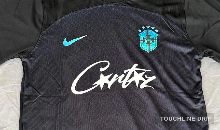logo closeup detail image of Corteiz x Brazil Shadow and Teal Limited Jersey