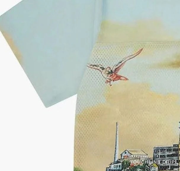 sleeve detail image of Corteiz Narnia Football Jersey Blue/cream