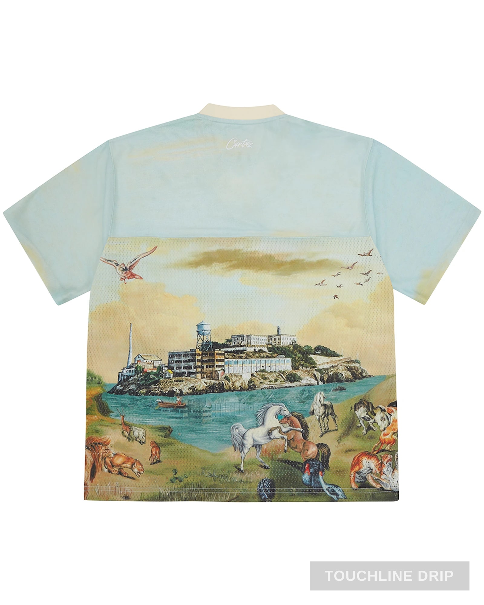 Back product image of Corteiz Narnia Football Jersey Blue/cream