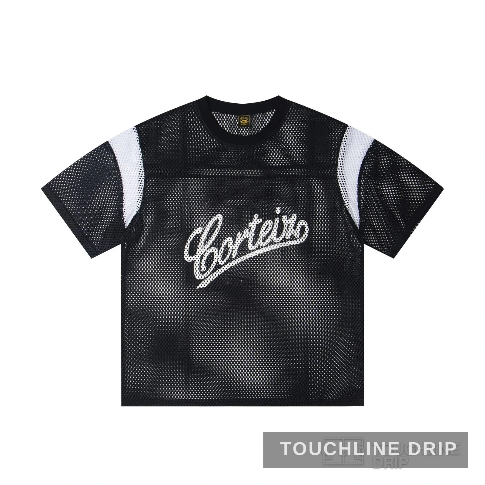 Front product image of Corteiz Open Mesh Panel Jersey Black/white