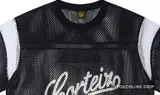 logo closeup detail image of Corteiz Open Mesh Panel Jersey Black/white