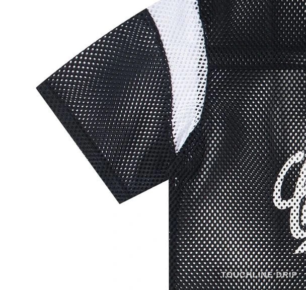 sleeve detail image of Corteiz Open Mesh Panel Jersey Black/white