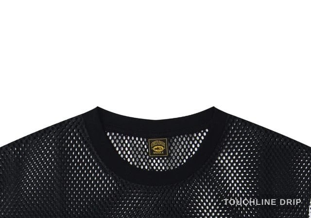 collar detail image of Corteiz Open Mesh Panel Jersey Black/white