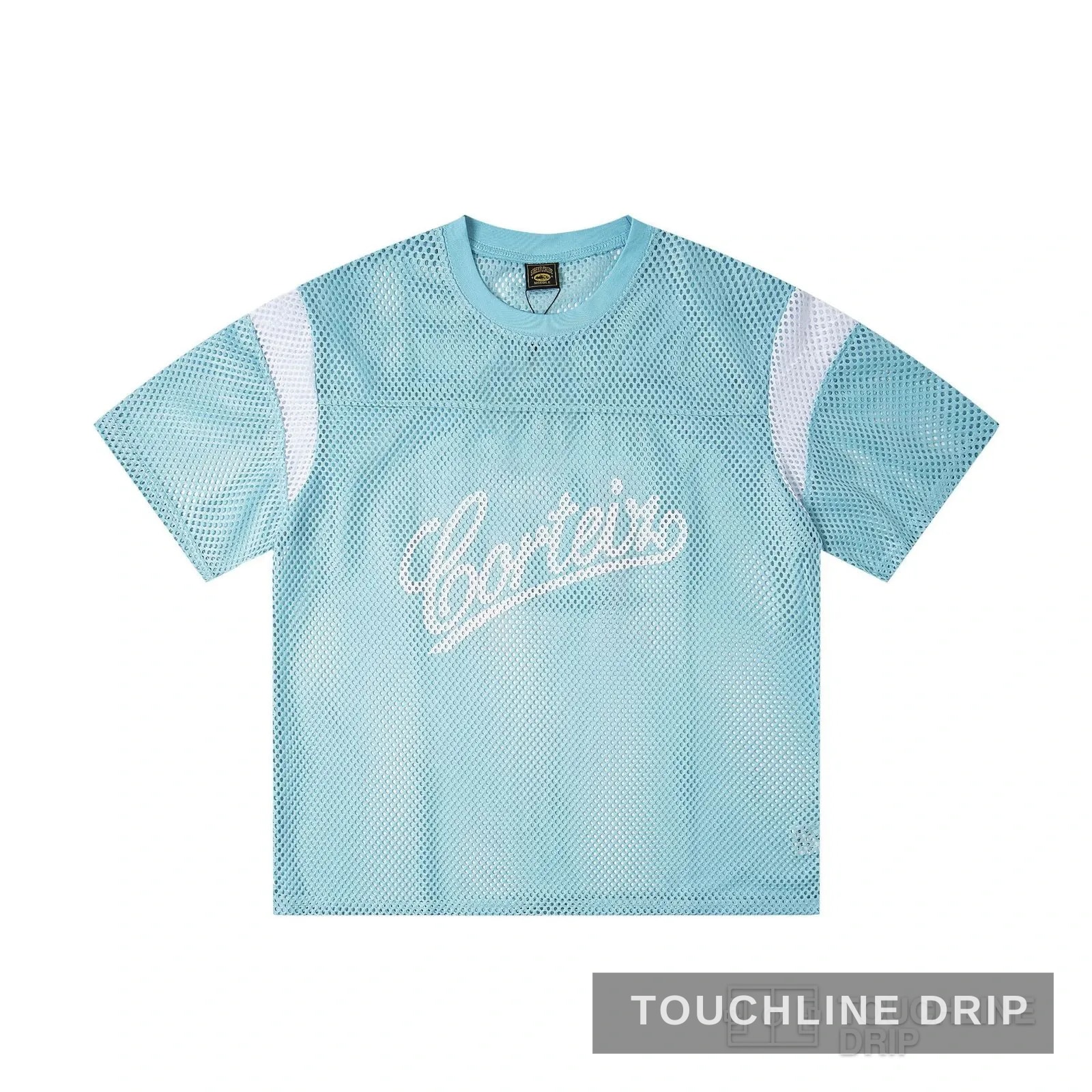 Front product image of Corteiz Open Mesh Panel Jersey 'baby Blue White' Medium