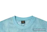 collar detail image of Corteiz Open Mesh Panel Jersey 'baby Blue White'