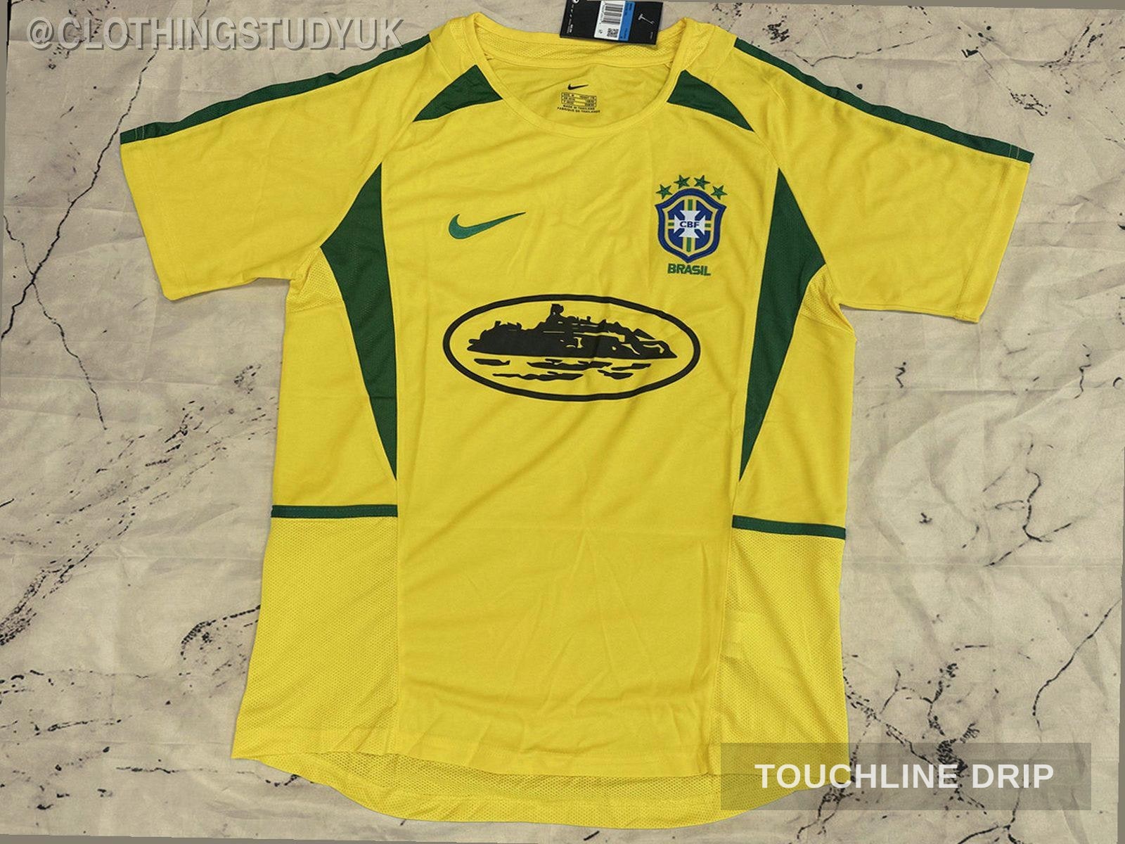 Front product image of Corteiz x Brazil Yellow 2002 Inspired Special Edition Jersey