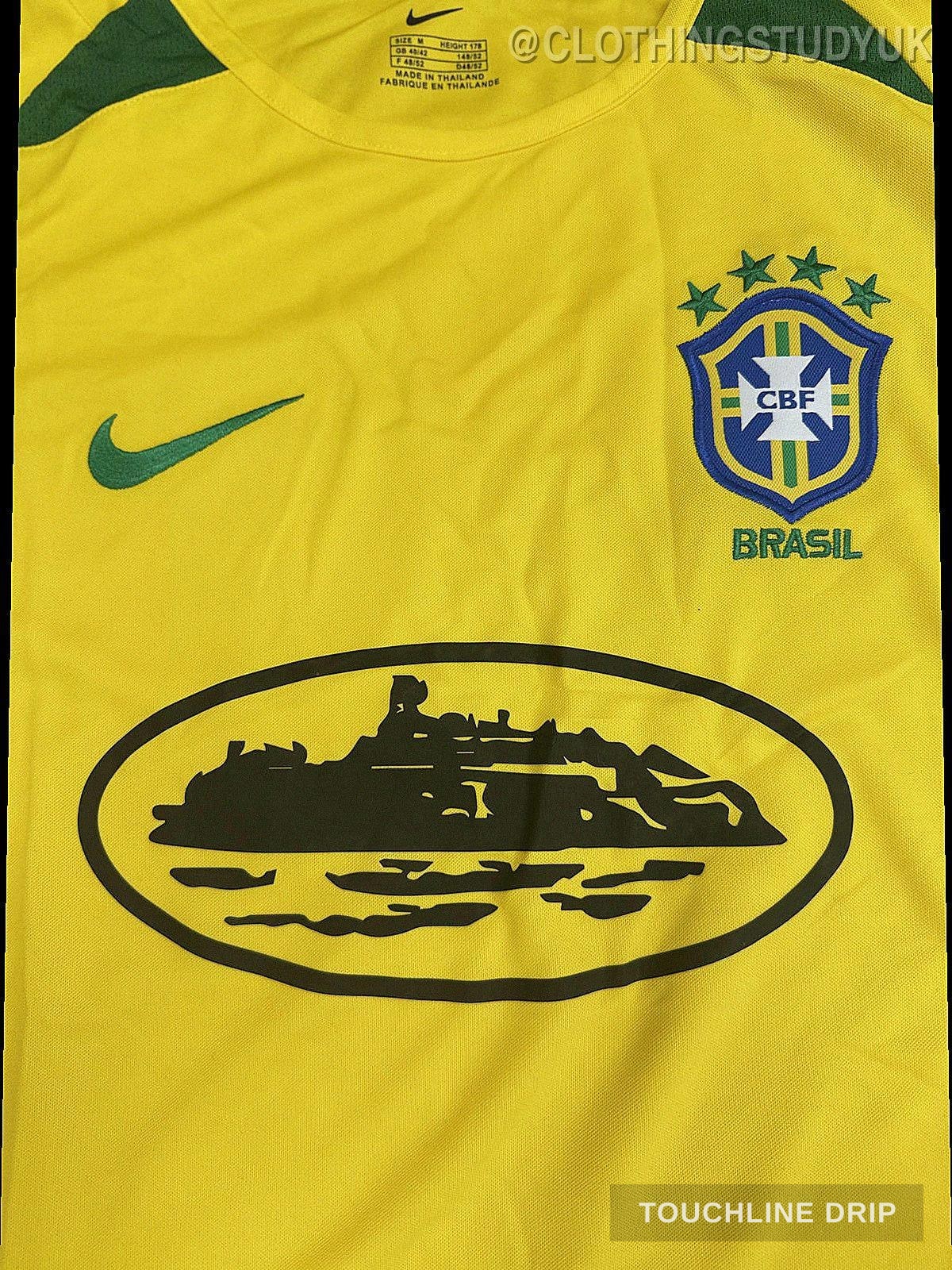 logo closeup product image of Corteiz x Brazil Yellow 2002 Inspired Special Edition Jersey