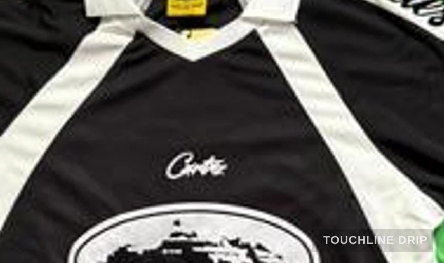 logo closeup detail image of Corteiz Black Alcatraz Jersey