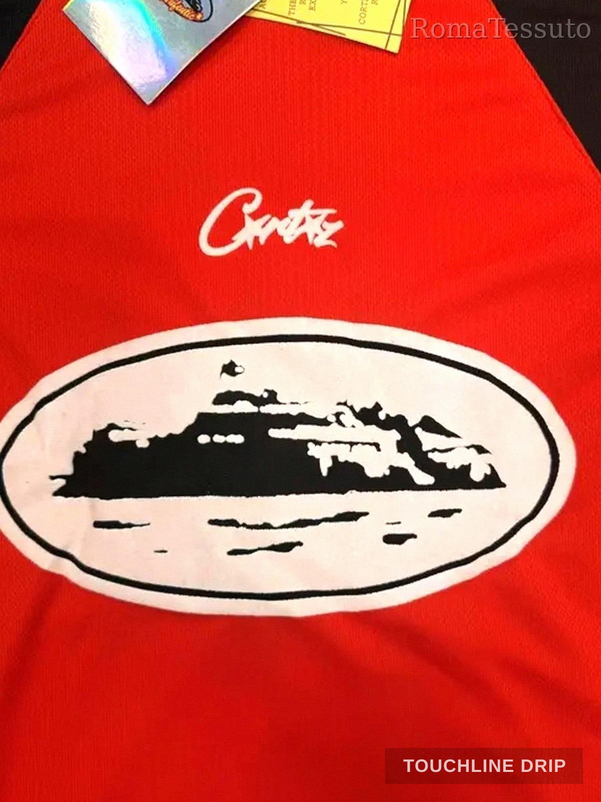 badge closeup product image of Corteiz Red Alcatraz Jersey
