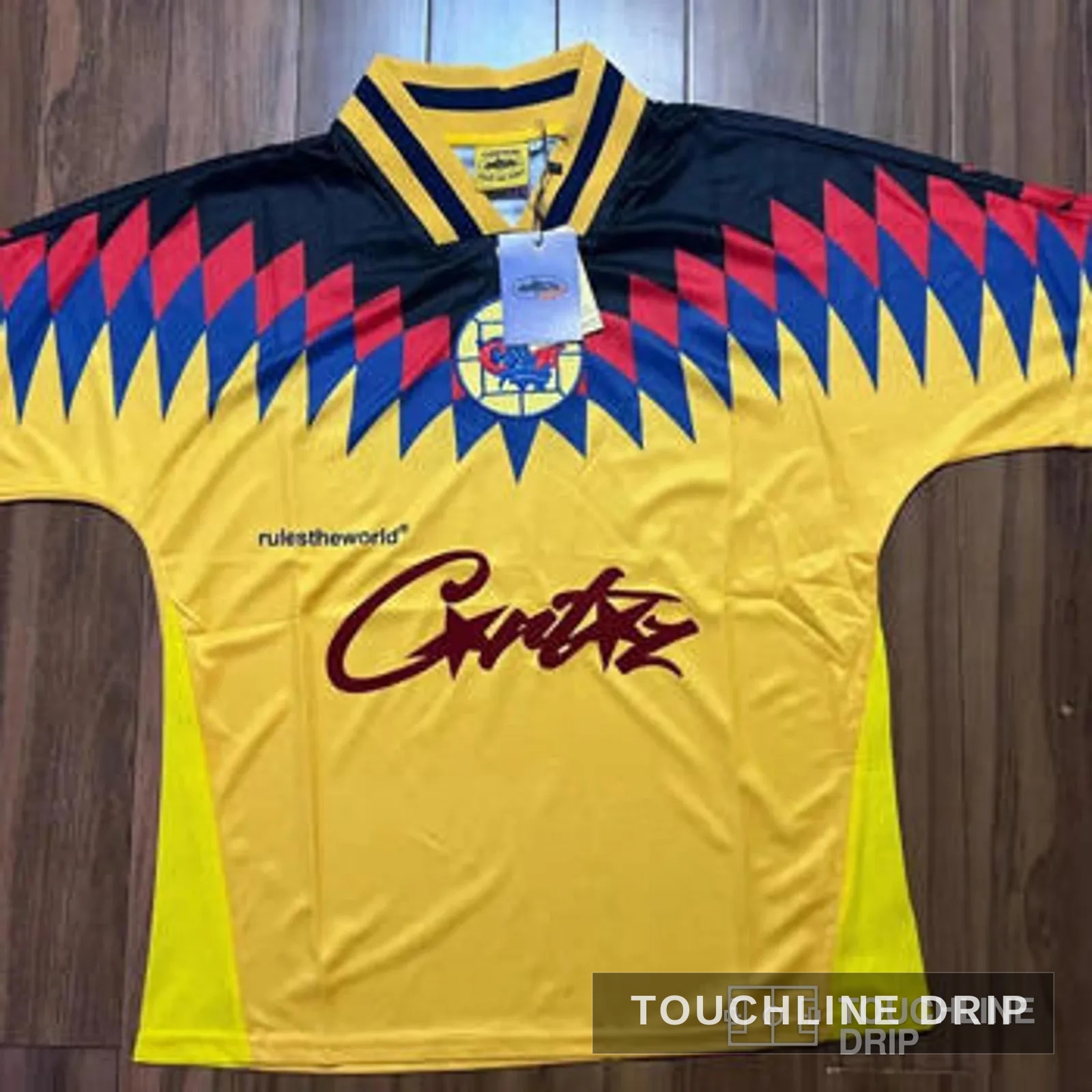 Front product image of Corteiz Club America Yellow Jersey BNWT Size Small