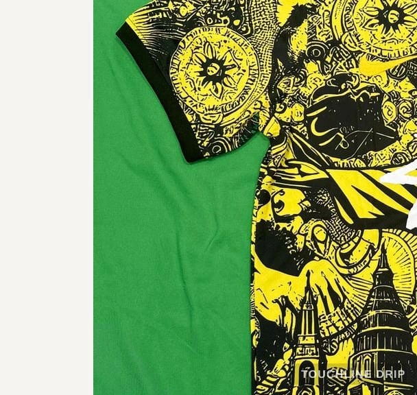 sleeve detail image of Nike x Stussy Brazil Black and Yellow Christ the Redeemer Jersey