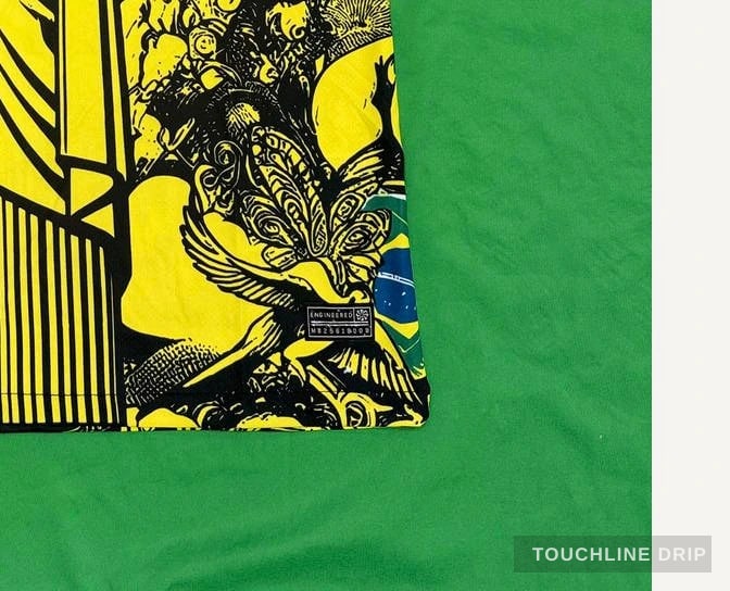 patch closeup detail image of Nike x Stussy Brazil Black and Yellow Christ the Redeemer Jersey