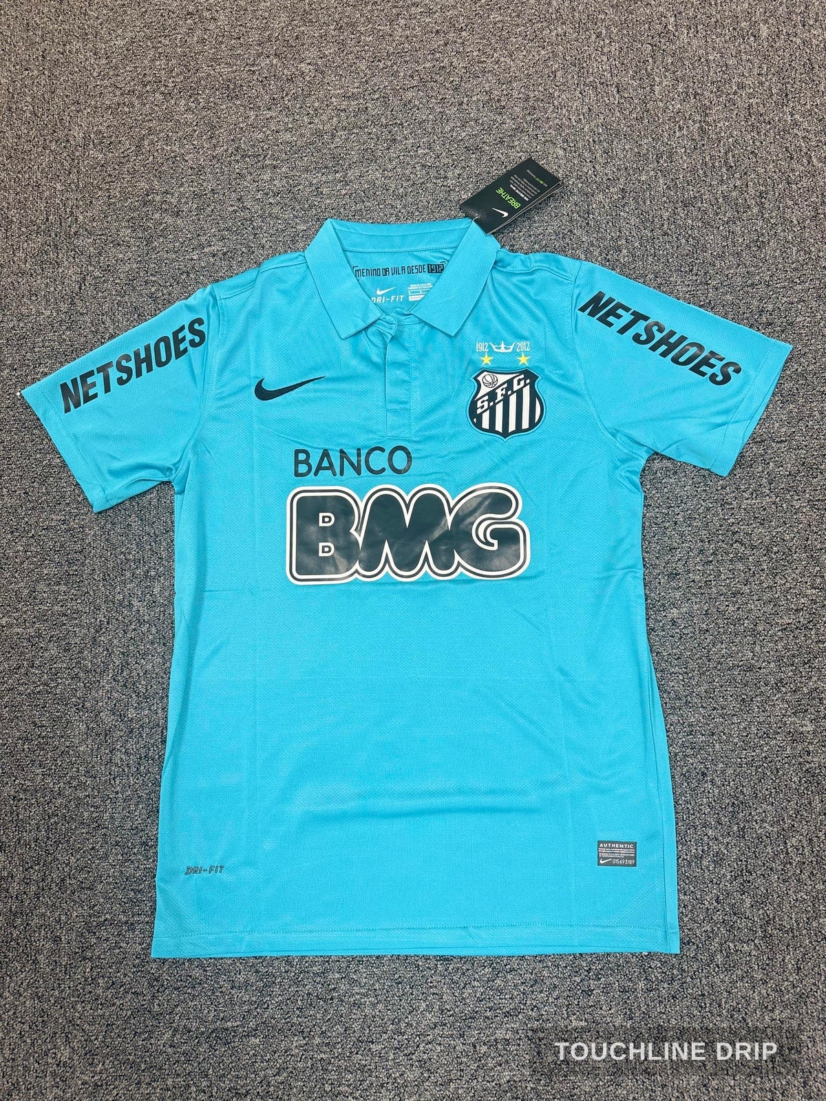 Front product image of Neymar JR Santos FC 2011 2012 Retro Blue Green Turquoise Jersey