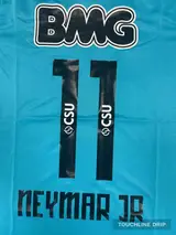 badge closeup product image of Neymar JR Santos FC 2011 2012 Retro Blue Green Turquoise Jersey