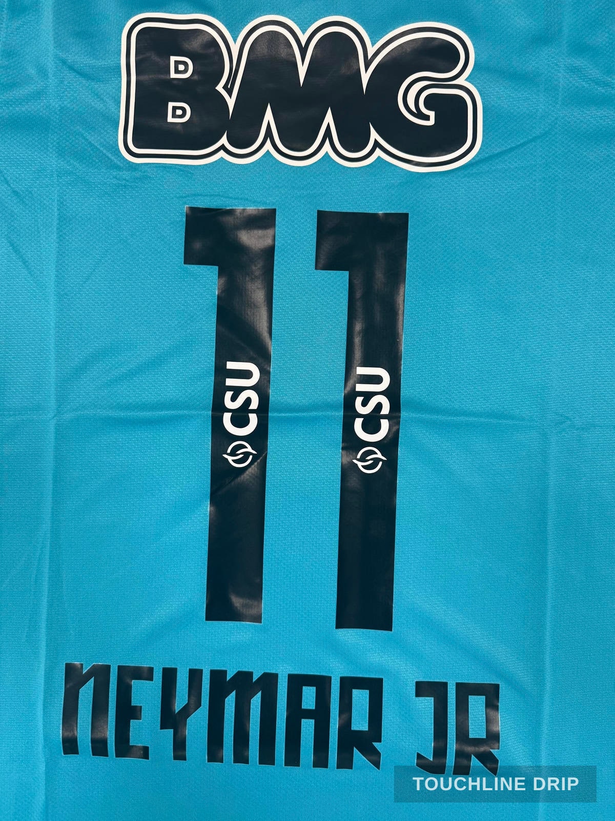 badge closeup product image of Neymar JR Santos FC 2011 2012 Retro Blue Green Turquoise Jersey
