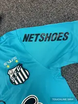 patch closeup product image of Neymar JR Santos FC 2011 2012 Retro Blue Green Turquoise Jersey