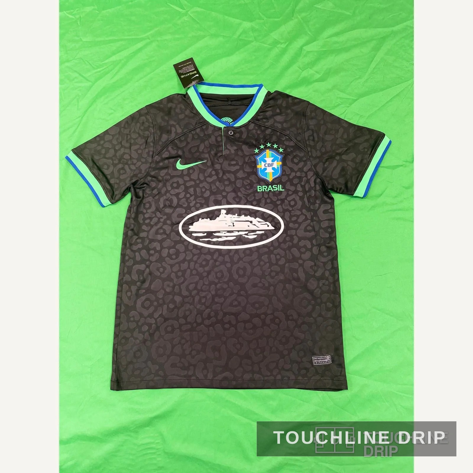 Front product image of Nike x Corteiz Alcatraz Brazil Black Leopard Concept Jersey