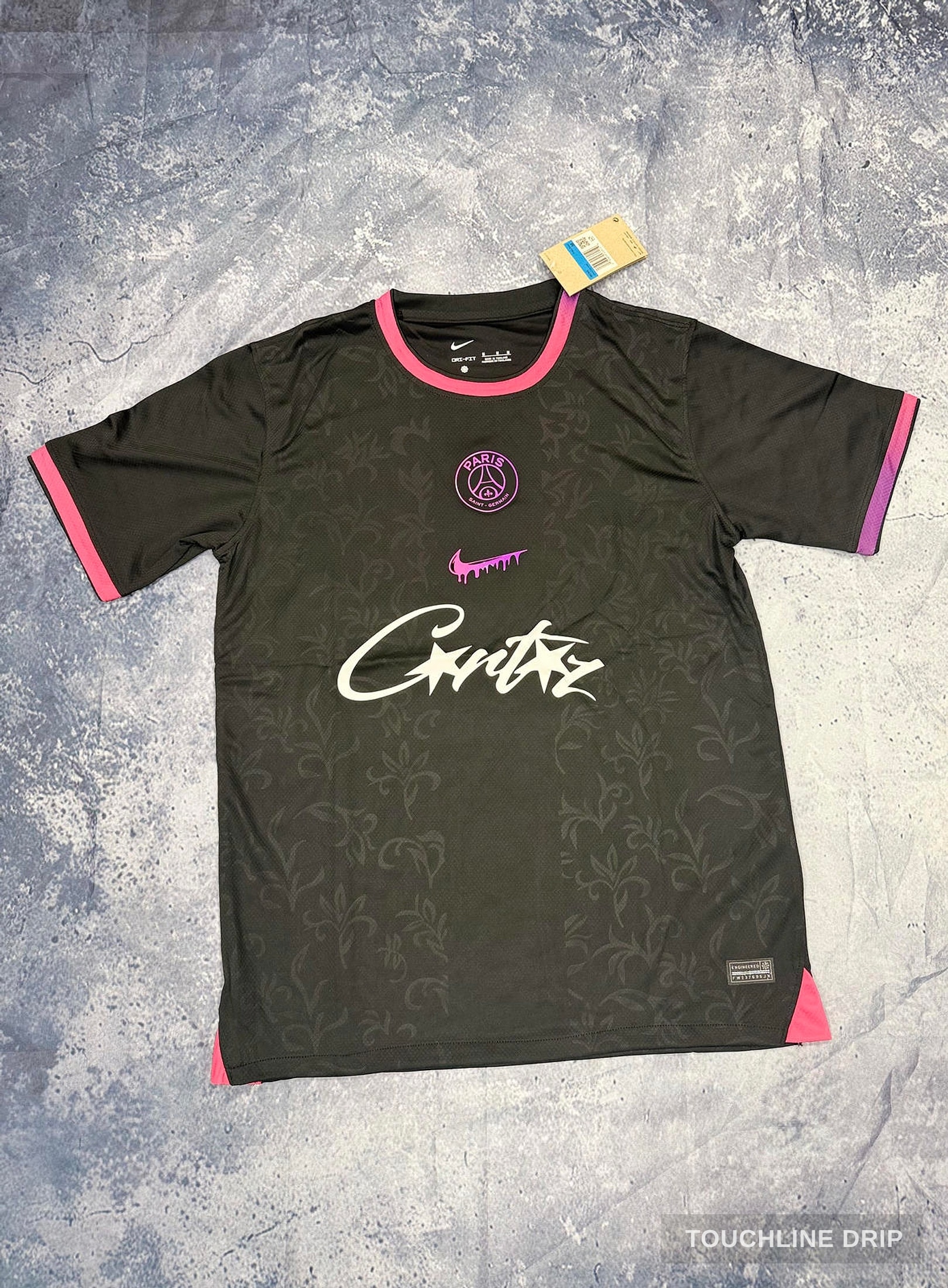 Front product image of Nike x Corteiz PSG GTO Black and Pink Concept Jersey