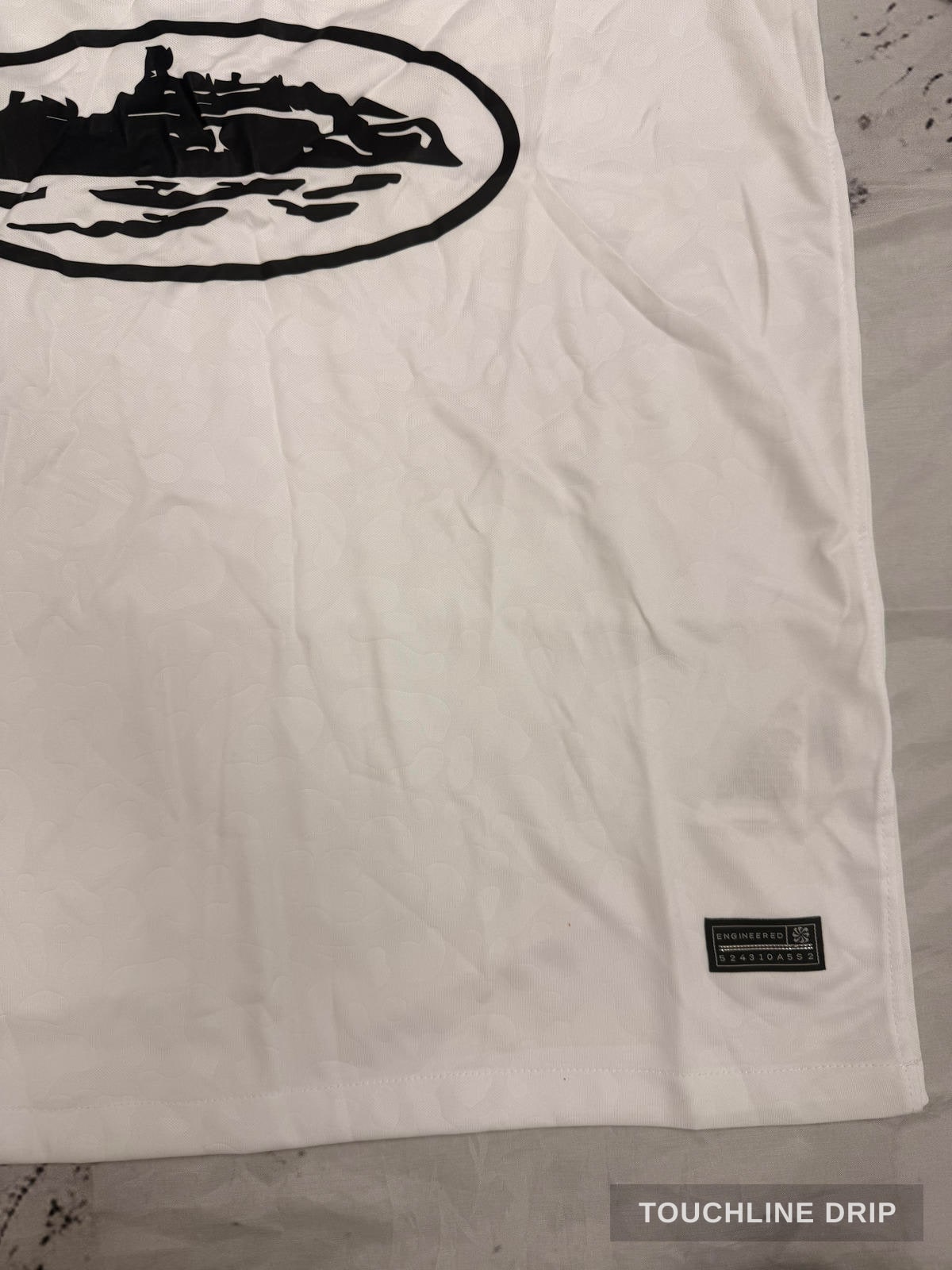 patch closeup product image of Nike x Corteiz Brazil White Leopard Concept Jersey